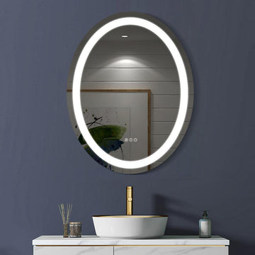 Modern Oval 20" x 28" Wall Mounted LED Frameless Bathroom Mirror Anti-Fog